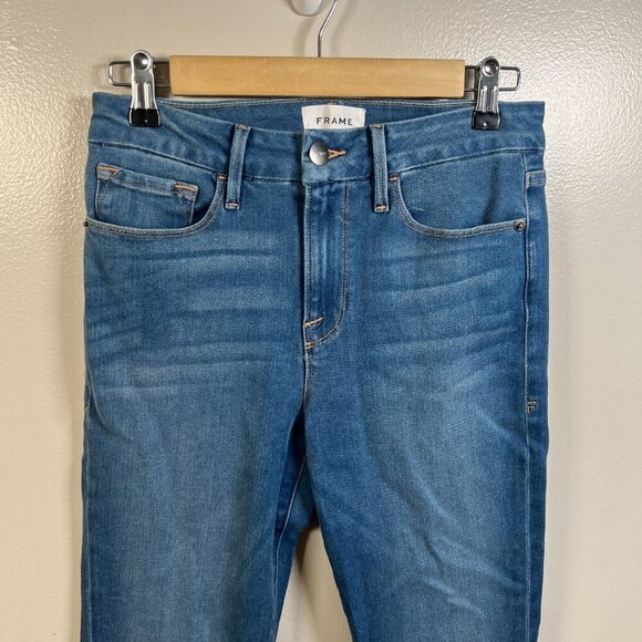 Frame Le Crop Mini Boot Jeans Womens Size 28 High Rise Blue Medium Wash Denim - Picture 4 of 10